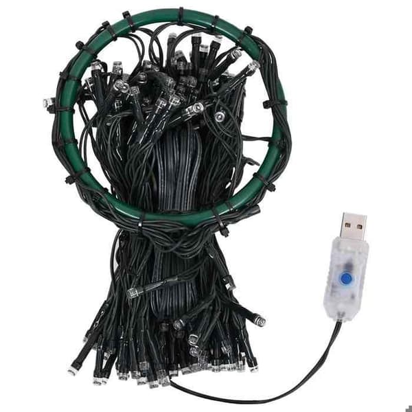 Juletrelys, 300 fargede LED-lys, 300 cm, 2 års garanti, 52257