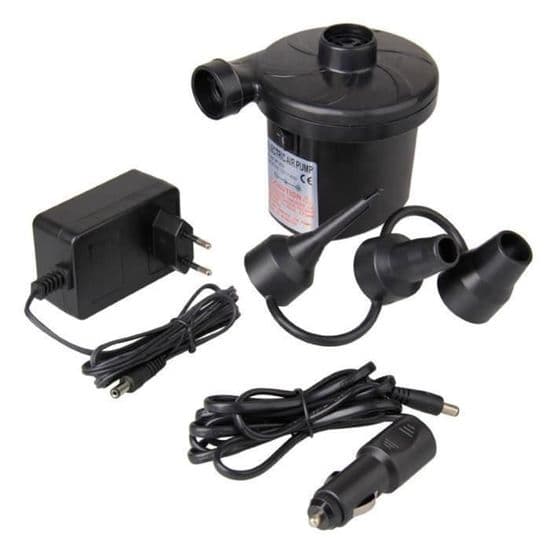 Elektrisk luftpumpe/oppblåser/tømmer for madrasser med 3 dyser for camping, senger, møbler og biler