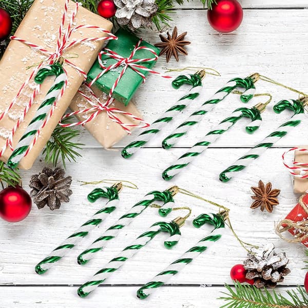Juletrepynt i form av polkagriser (6-pakning) - Festlig julepynt til hjem og tre Grønn Silver