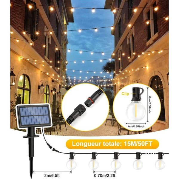 Solcellsdrivna LED-ljusslingor, 7M, Utomhus, IP65 Vattentät