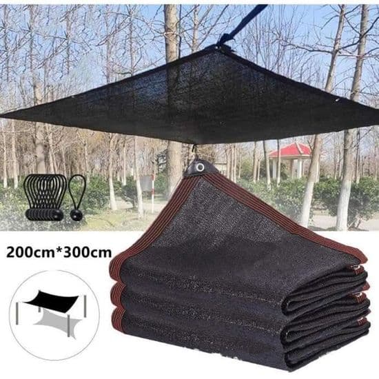 Solseil - Rektangulært - 2M x 3M - Svart - UV-beskyttelse