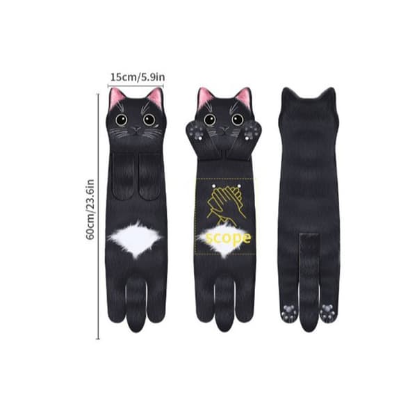 Black Cat Towel - Super Absorbent Microfiber Towel for Kitchen and Bathroom, 60cm