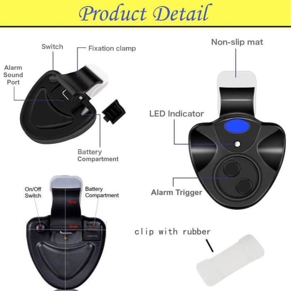 Elektroniskt nappalarm - 3-pack - LED-ljussignal - Hörbart larm - Nattfiske