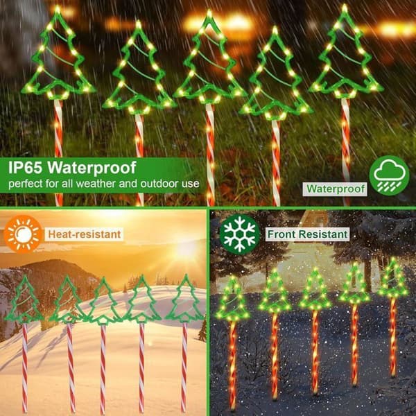 Utendørs solcelledrevne juletrelys, sett med 5, 85 grønne LED-er