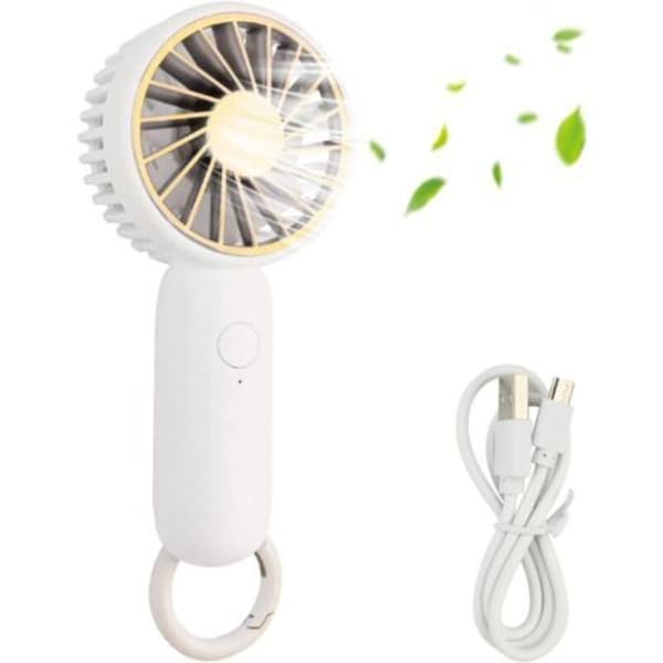Mini bærbar ventilator. Håndholdt ventilator. Personlig USB-bordventilator. Lommeventilator (hvid)