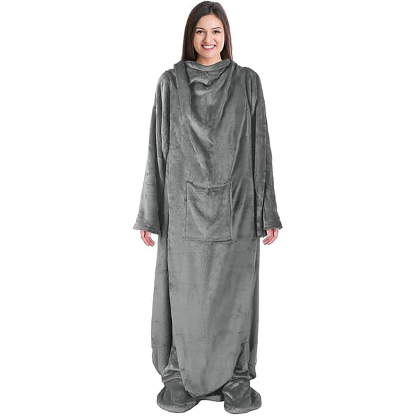 Cozy Blanket with Sleeves Grey 180x140 cm