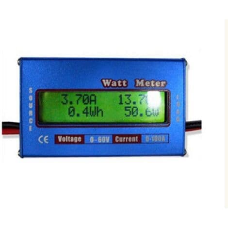 Solcelleeffektmåler LCD-analysator Wattmeter, DC LCD-skærm 60V/100A Højpræcisions effektmåler Wattmeter - Blå