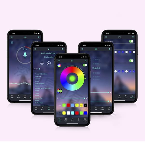 5M RGB USB LED-valonauhat Bluetooth APP-ohjauksella