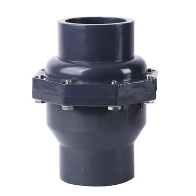 Svingtilbageløbsventil, opløsningsmiddelsvejset dobbeltforskruning PVC-rørfittings (DN40 Φ50 mm)