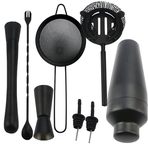 Cocktail Shaker Set, 8 osaa - Musta
