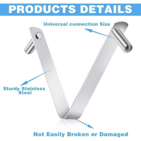 3 stk. Poolstang Universal V-clips til poolbørste, poolstangclips, stanghager, rustfri stålclips dobbeltstift fjederknap pooltilbehør
