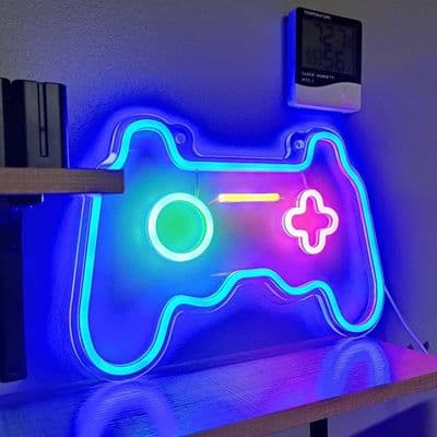 LED neonskilt - Spillkontroller - 38x25cm - USB-lading - Justerbar lysstyrke