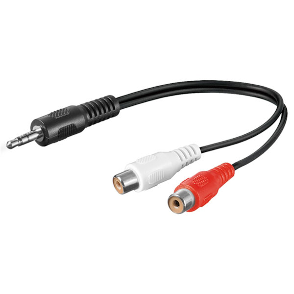 Adapter for lydkabel 3,5 mm, plugg til stereo RCA-uttak