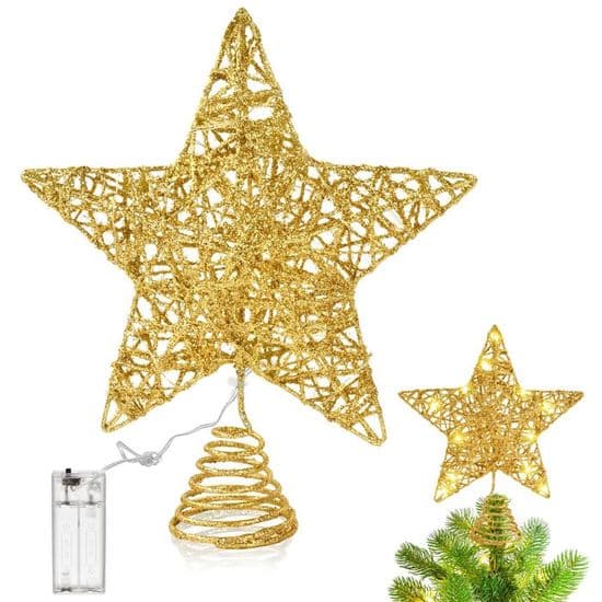 Juletræsstjerne 25 cm - 10 LED'er - Guld - Indendørs dekoration