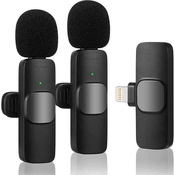 Lavalier-mikrofon med 2 mikrofoner - Trådløs - Plug and Play - Støyreduksjon