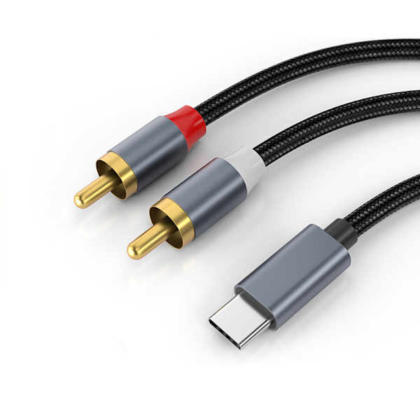 USB-C–2x RCA-stereoliitäntäkaapeli, harmaa, 1,2 m