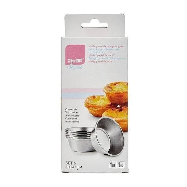 Pastéis de Nata forme, sæt med 6 - 7,5 x 2 cm - Grå - Non-stick
