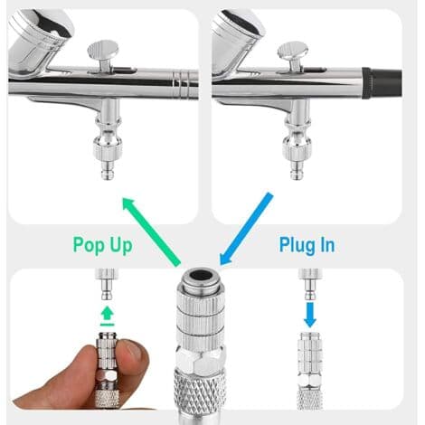 Lynkoblingsadapter til airbrush med 5 hanfittings, 1/8 MF