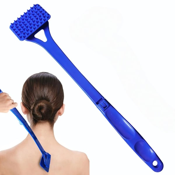 Long Foldable Back Scratcher - Extendable Massage Tool for Itchy Back Pink Blue