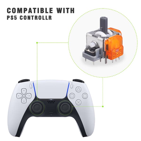 TMR Hall Effect Joystick kompatibel med PS5 Controller - 7-i-1 Sæt for forbedret spiloplevelse