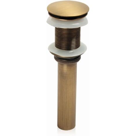 Ett-stykke push-pull pop-up klikker servantkran uten overløp (antikk messing)