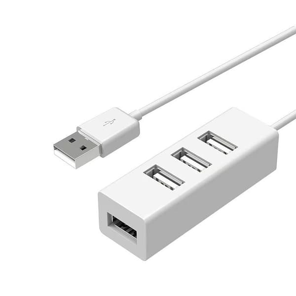 White 4-Port USB 3.0 Hub with 100cm Cable - High-Speed 5Gbps Data Transfer