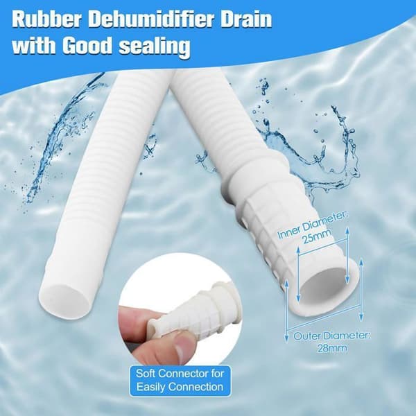 Flexibel dränageslang för luftkonditionering och avfuktare - Med klippbar gummiadapterklämma