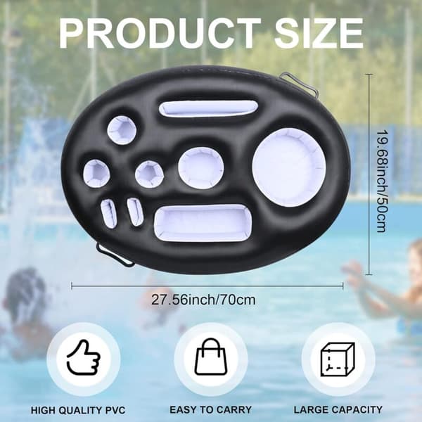 Flydende bar. Oppustelig pool drinkholder. Stor kapacitet med 9 rum – ideel til vandfester.