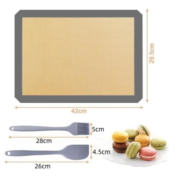 Bakmatta - Silikon - 42x29.5cm - Non-stick - Inkluderar: Borste och spatel