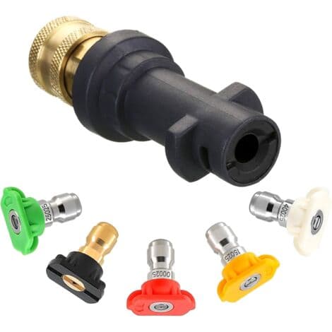 Högtryckstvättspistoladapter med 5 sprutmunstycken, 6,35 mm snabbkoppling
