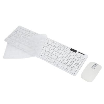 Trådløst tastatur- og musesæt - Ergonomisk - 10m forbindelse - Multimedie FN-tast - Hvid
