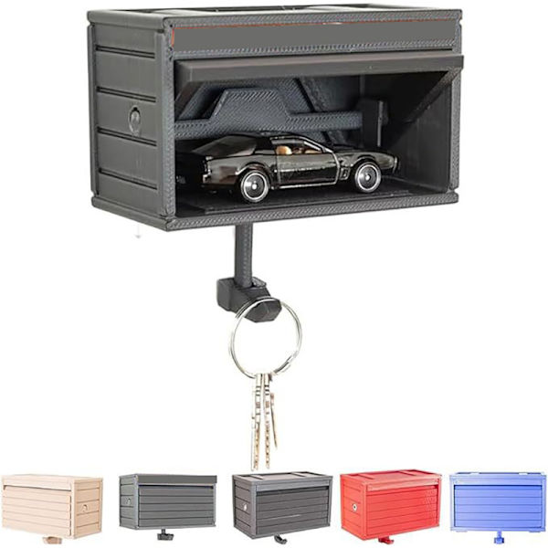 Car Garage Key Holder with Openable Door Grey