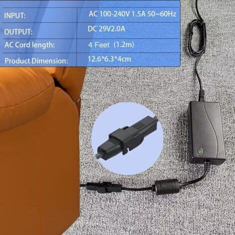 29V 2A AC-adapter vipptransformator massasjestol sofa strømforsyning.