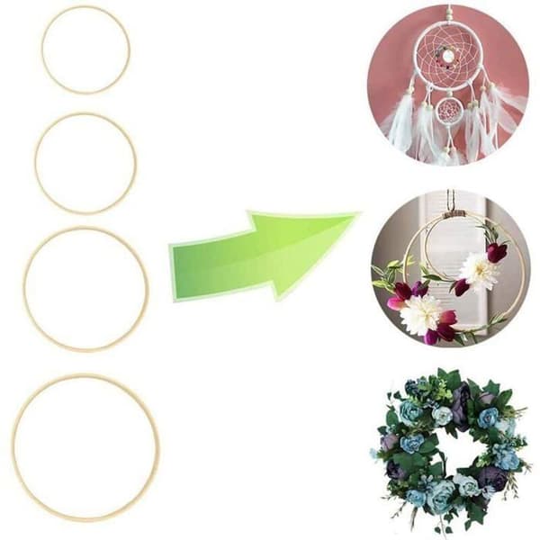 12-pack drömfångarringar, blommig träbåge för DIY och bröllopsdekoration