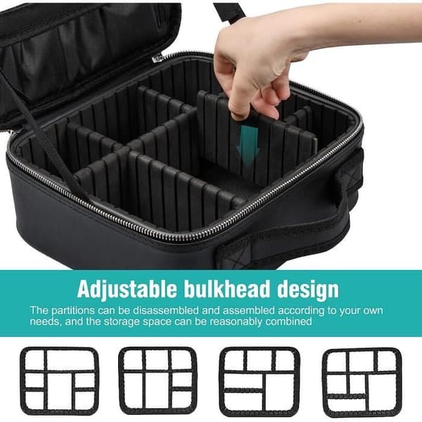 Makeuptaske - Toilettaske - Sort - Stor opbevaringsplads - Mål 26,5x24x10 cm