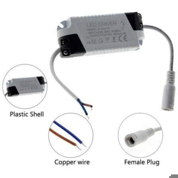 LED-transformator for taklampe 18–24W - DC-kontakt - Pakke med 2 - Integrert sikkerhet