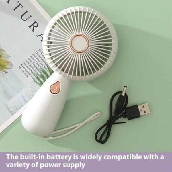 Lille bærbar ventilator. Genopladelig lommeventilator - bærbar ventilator med lys - hvid.