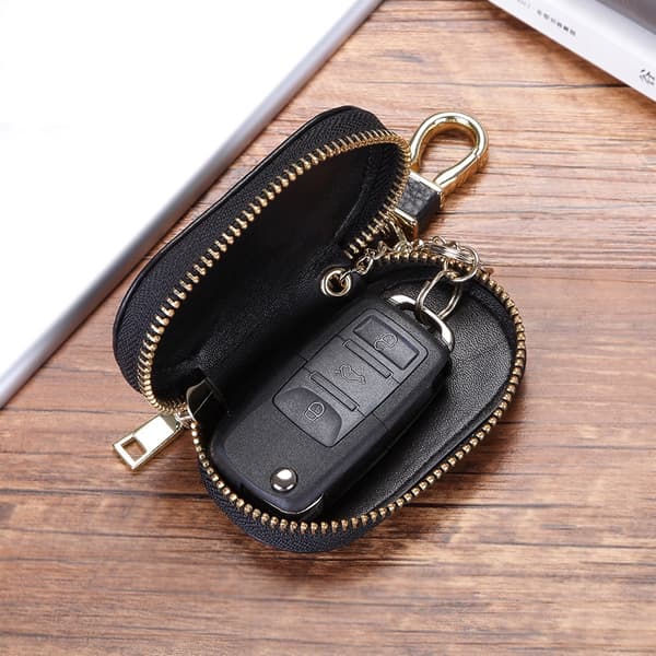 Bilnøkkeletui i skinn kaffe Black