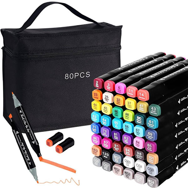Dual-Sided Alcohol-Based Ink Markers – 80-Pack