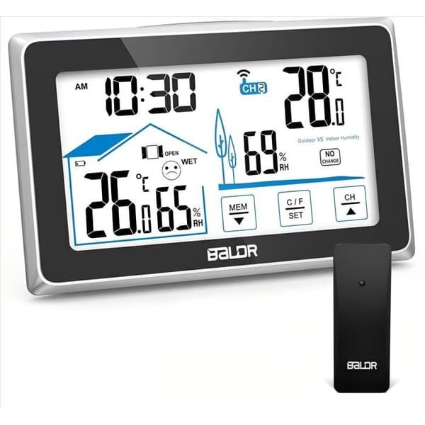 Väderstation med utomhussensor - Trådlös termometer för inomhus/utomhus, Digital termometer/hygrometer
