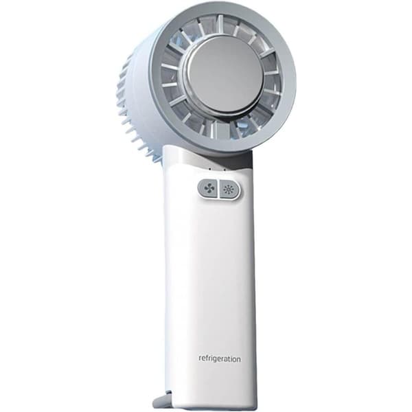 Ventilator. Lille bærbar solid-state køleventilator. Genopladelig og bærbar. - Hvid