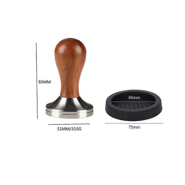 51 mm kaffetamper, espressokaffetamper med tampermatte, kaffepressetamper