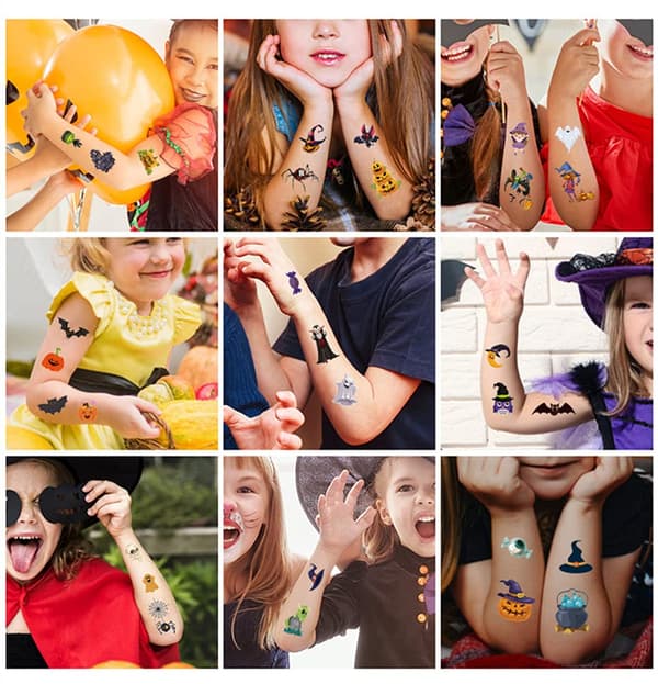 Midlertidige Halloween-tatoveringer 10 ark MultiColor