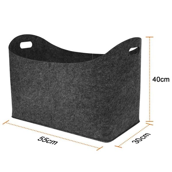 Set med 2 filtkorgar för ved, 55 x 30 x 40 cm, mörkgrå