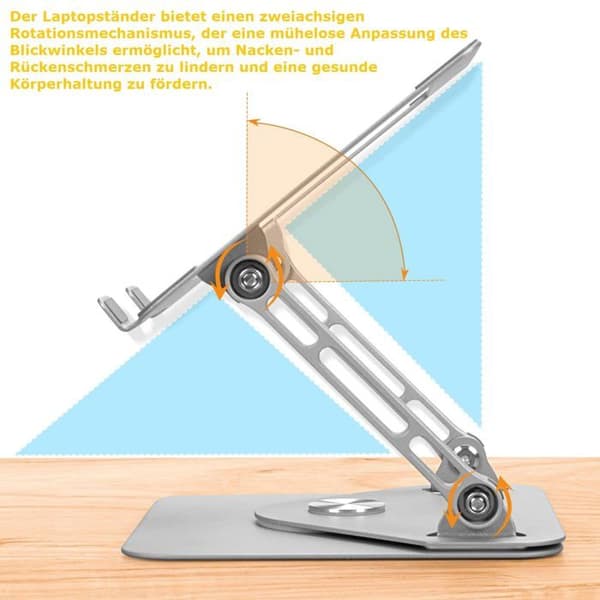 360° Roterende Desktop Tablet Stand, Stål iPad Stand med Kølehulrum, MacBook Pro Stand