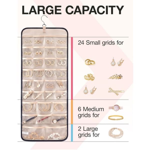 Large Double-Sided Jewelry Hanging Organizer L