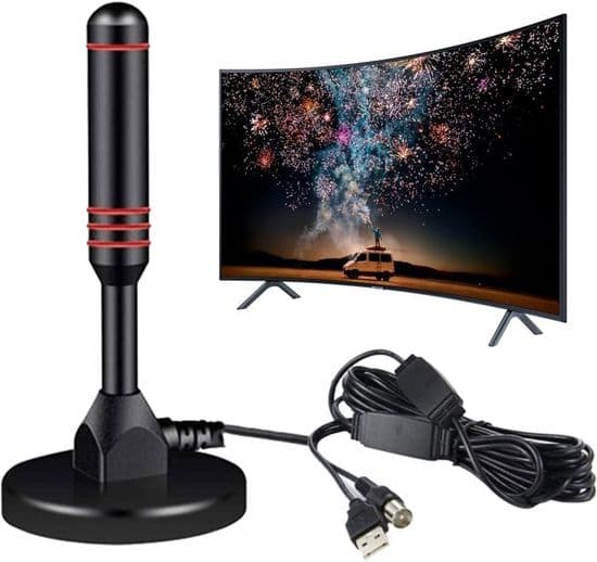 Inomhus TV-antenn, 360° modell, 50 km räckvidd - 25±3dB förstärkning - Magnetisk bas - 5m koaxialkabel