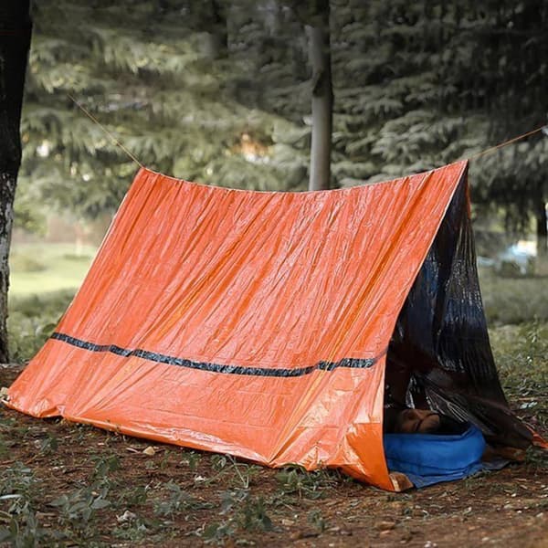 Nødtelt, termisk tæppe, foldbart overlevelsesly til udendørs camping, vandreture, eventyr (orange)