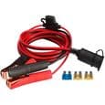 Cigarettändaradapter med 2 krokodilklämmor - 12V/24V - Förlängningskabel - Säkringar ingår
