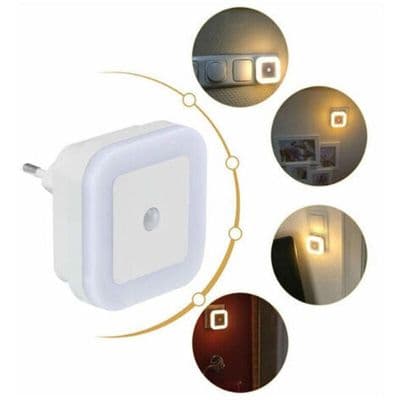 LED nattlys med bevegelsessensor, energibesparende plugg, varmhvitt lys, barnerom/gang